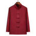 Spring and Autumn Ethnic Style Ancient Chinese Clothing Men's Tang Suit Men's Long-Sleeved Middle-Aged and Elderly Father Grandpa Cotton and Linen Suit60To70Years Old. 