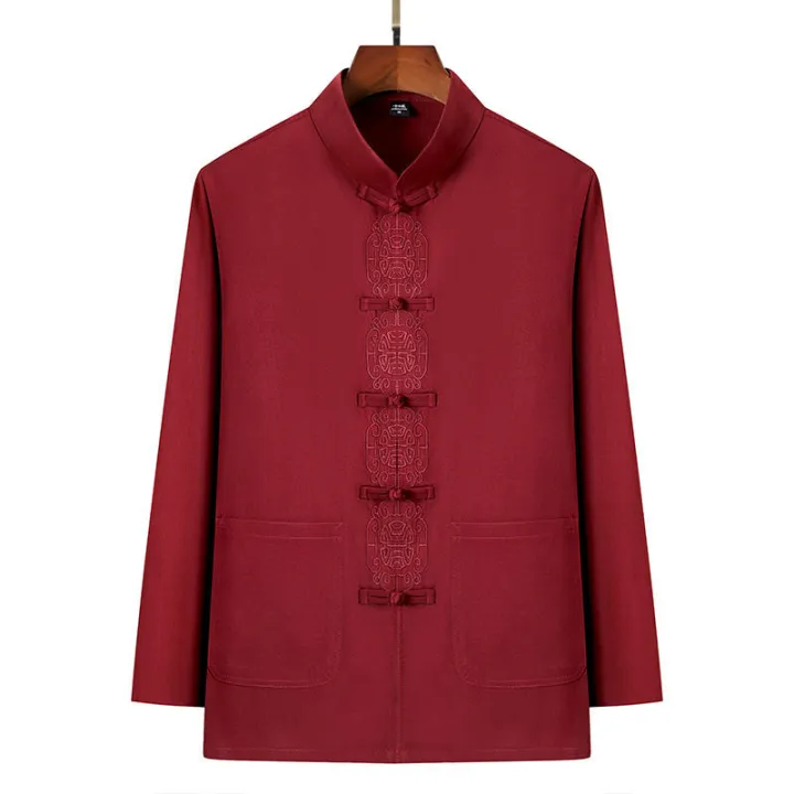 Spring%20and%20Autumn%20Ethnic%20Style%20Ancient%20Chinese%20Clothing%20Men's%20Tang%20Suit%20Men's%20Long-Sleeved%20Middle-Aged%20and%20Elderly%20Father%20Grandpa%20Cotton%20and%20Linen%20Suit60To70Years%20Old%20-%20Image%204