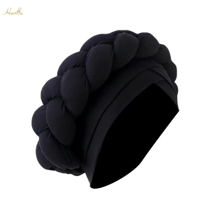 Women%20African%20Turban%20Head%20Wrap%20Headscarf%20Headwear%20Hair%20Headwrap%20Hat%20Beanie%20for%20Wet%20Black%20-%20Image%202