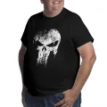 Punisher Skeleton Skull T Shirt Men 100% Cotton Amazing T-Shirt Crew Neck Big Tall Tees Short Sleeve Clothes Large 4XL 5XL 6XL. 