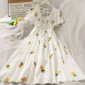 Summer Super Fairy White, Strawberry Printed Dress Women's Beautiful Bk 2021 New Ling Mid-Length Dress Ins Fashion.