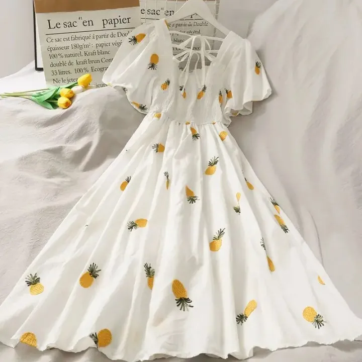 Summer%20Super%20Fairy%20White,%20Strawberry%20Printed%20Dress%20Women's%20Beautiful%20Bk%202021%20New%20Ling%20Mid-Length%20Dress%20Ins%20Fashion%20-%20Image%202