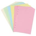 A5 Colorful 6-Hole Punched Ruled Refills Inserts for Organizer Binder, 5-Color Loose Leaf Planner Filler Paper,50 Sheets. 
