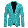 Shiny Sequin Suit Jacket Men'S Stage Performance Coat Blue Red Purple Blazers V-Neck Nightclub Tuxedo Wearhouse.