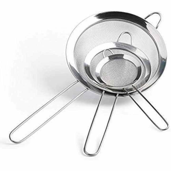 Chakni/Tea Strainer/Fine Mesh Stainless Steel Strainers All Purpose Food Strainer -3 Pc set Small, medium, big
