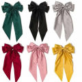 Korean Elegant Silk Long Bow Hair Clip Large Ribbon Hair Clip For Women.