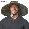 100% Cotton Camouflage Bucket Hat 16CM Large Wide Brim Sun Hat Camping Hiking Mesh Breathable Anti UV Fishing Hats for Men Women. 