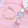 Kids Watches Set Students Children Pink Watch Girls Leather Strap Child Hours Quartz Wristwatch Girl Gift Clocks. 