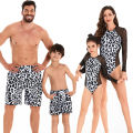2024 Cross-border European and American parent-child swimsuit family wear new mother and daughter bikini father and son beach pants elastic waist swimsuit.