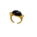 Natural stone oval open ring, retro fashion design, index finger ring, personality niche, light luxury, new hand jewelry women.