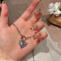 Double Layer Star Pendant Necklace for Women Alloy Silver Trendy Clavicle Chain. 
