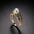 1PC Fashion Vintage Inlaid White Pearl Ring Gold Plated Ladies Ring Jewelry Wedding Ring Engagement Ring Rings For Women.