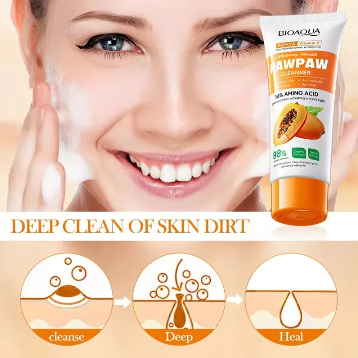 BIOAQUA%20papaya%20Vitamin%20C%20Whitning%20&%20Nourish%20PAWPAW%20Face%20Cleanser-%20100g%20-%20Image%202