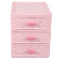 Plastic Drawer Designed 3 Compartment Jewelry Storage Box Pink.