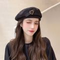 Love Heart Leather Buckle Women Berets Hats Vintage French Painter Hat Girls Octagonal Beret Caps.