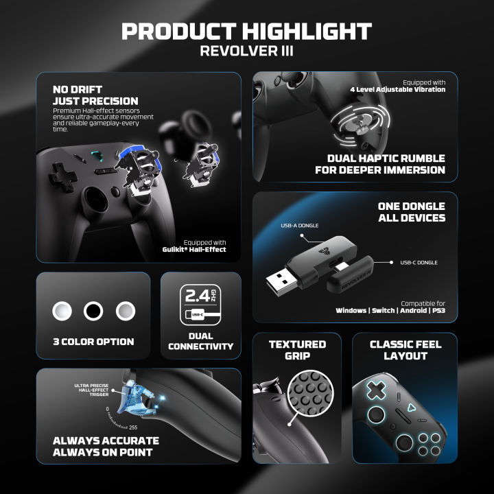 FANTECH%20WGP12s%20REVOLVER%20III%20WIRELESS%20MULTI-PLATFORM%20GAMEPAD%20Gaming%20Controller%20WHITE%20-%20Image%202