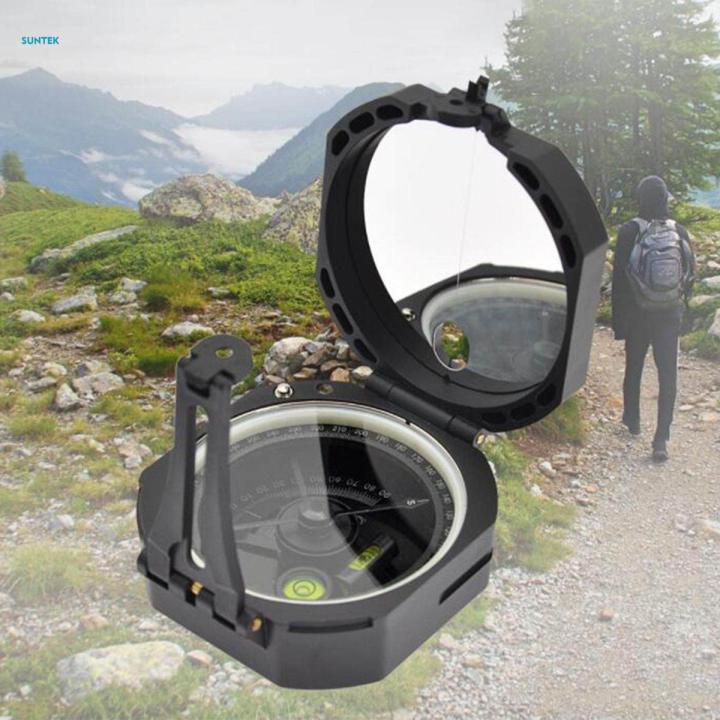 Style Camping Compass Mirror with Pouch Adjustable Declination for Outdoor Activities Navigation