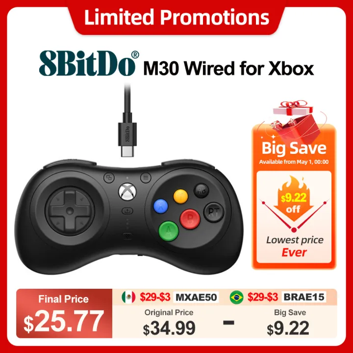 8BitDo M30 Wired Gaming Controller Gamepad for Xbox One Series X S and ...