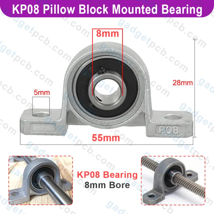 Zinc%20Alloy%20KP08%20P08%20Pillow%20Block%20Mounted%20Ball%20Bearing%208mm%20Bore%20Diameter%20For%20CNC%20Machine%203D%20Printer%20All%20Kinds%20Of%20Electronics%20Projects%20-%20Image%202