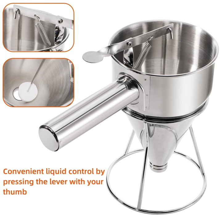 Stainless%20Steel%20Pancake%20for%20Cupcake%20Batter%20Dispenser,%20Squeeze%20Handle%20Funnel%20Cake%20Dispenser%20Maker%20with%20Stand%20-%20Image%207