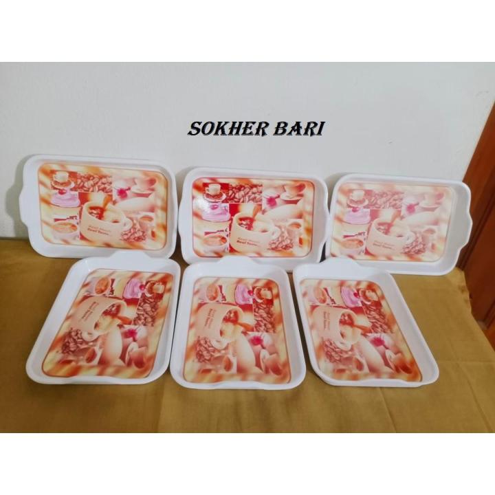 Small Exclusive Melamine Serving Trays/Platters 3 Pcs for Tea Breakfast Bread Tray Snack Plate And Food Tray, Dishwasher Safe, BPA Free,Melamine Plastic Tray.