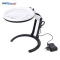 130MM Large Reading Magnifier 1.8X 5X 12 LED Foldable Magnifying Glass EU Plug-in Illuminated Magnifier Lamp Table Read Lupa. 