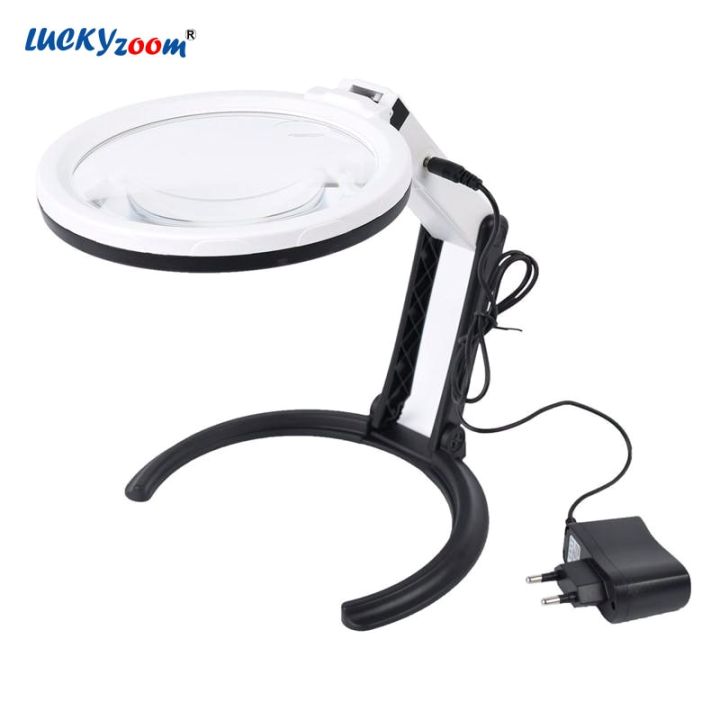 130MM%20Large%20Reading%20Magnifier%201.8X%205X%2012%20LED%20Foldable%20Magnifying%20Glass%20EU%20Plug-in%20Illuminated%20Magnifier%20Lamp%20Table%20Read%20Lupa%20-%20Image%202