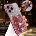 For Tecno Spark 20 / Spark 20C / Spark 20 Pro / Spark 20 Pro Plus Back Cover case with Cute Rabbit Makeup Mirror Stand Luxury Slim Gradient Plating Glitter Girls Back cover Clear Soft Silicone Protective Pouch. 