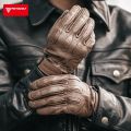 Motowolf Retro Leather Men's Motorcycle Gloves Summer Breathable Motorcyclist Gloves Yellow Black Biker Gloves Perforated.