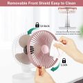 USB Desk Fan, 4 Speeds, Oscillating USB Rechargeable Fan with 4000mAh Battery, Micro/Type C Input, Quiet Personal Mini Fan for Home Office. 