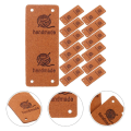 50Pcs Faux Leather Label Handmade Tag Label Folding Handmade Tags Button with Holes Embossed Tag Embellishment Knit.