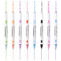 8pcs Dual Line Contour Markers, Dual Tip Curve Pens, Multicolor Fun Curved Pens, Quick Dry Markers Note Drawing Highlighter, Cur. 
