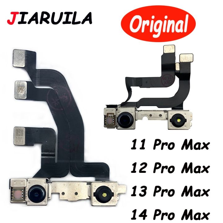 Original Front Camera For iPhone 11 12 mini 12 13 pro MAX Front Camera Flex Cable With Cam Ring Holder Proximity Sensor Facing