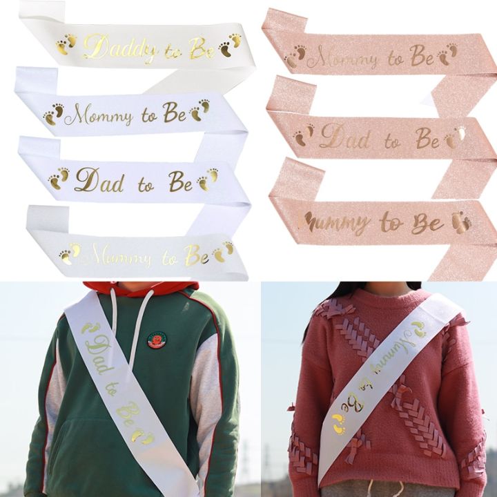 New Design Baby Shower Mommy To Be Birthday Party Headband Satin Sash Brooch Set Daddy To Be Satin Sash Boy Girl Gender Reveal