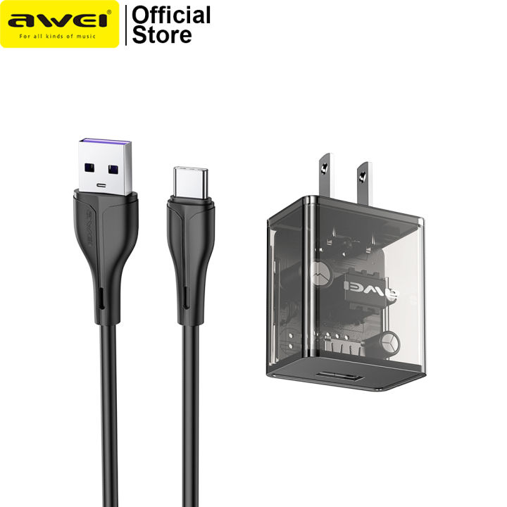 Awei%20C11T%20Fast%20Charging%20Type-C%20Adapter%20Transparent%20Wall%20Charger%20with%201M%20Type-C%20Data%20Transfer%20Cable%20-%20Image%203