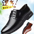 【Hao Lu Kangaroo King】Summer Men's Sandals Leather Shoes Full Leather Hole Men's Shoes Casual Hollow out Middle-Aged Father. 