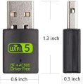 [GC]USB WiFi Bluetooth Adapter, 600Mbps Dual Band 2.4/5Ghz Wireless Network External Receiver, Mini WiFi Dongle for PC/Laptop/Desktop. 