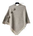 Women's Poncho Sweater Winter Collection Jacquard Knit Wool Blend Sleeveless V-Neck.