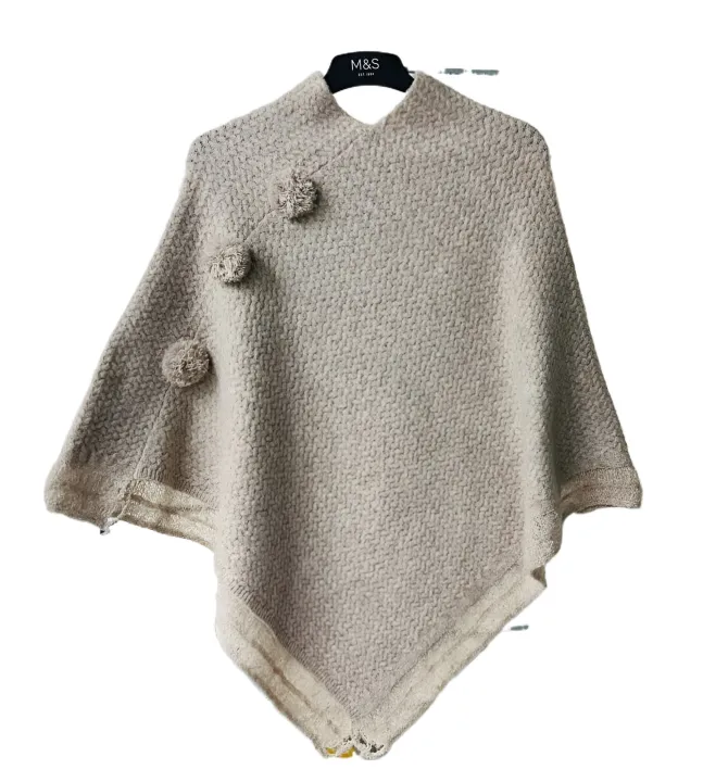 Women's%20Poncho%20Sweater%20Winter%20Collection%20Jacquard%20Knit%20Wool%20Blend%20Sleeveless%20V-Neck%20-%20Image%204