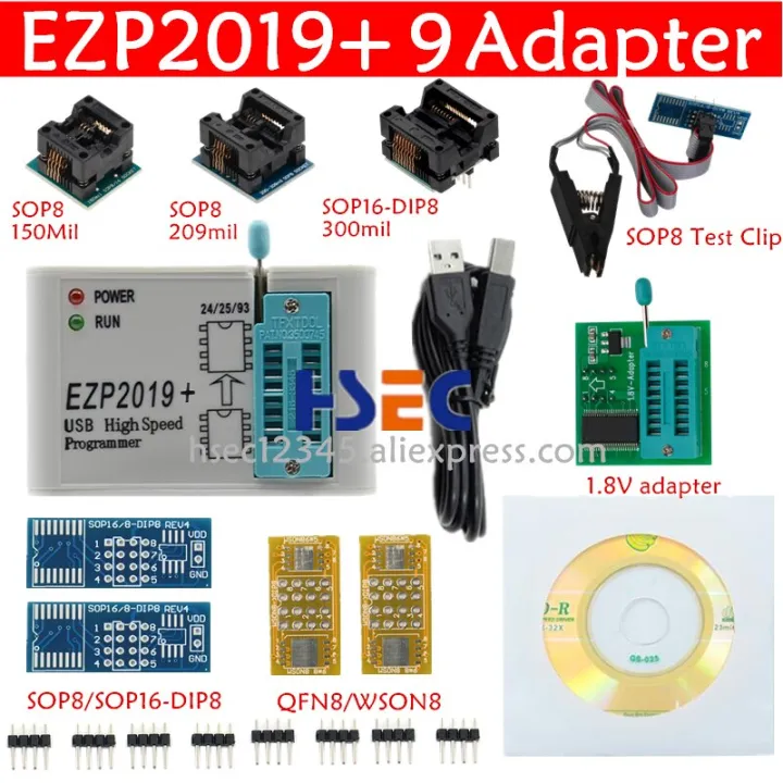 (NEW)Full%20Set%20EZP2019%20High%20Speed%20USB%20SPI%20Programmer%2012%20adapter%20SOP8%20test%20clip%20sop8/16%201.8V%20adapter%20socket%20flash%20bois%2024%2025%20EEPROM%20-%20Image%203