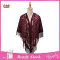 Summer Prom Scarf Flower Embroidery Washable Women Party Shawl.