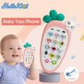 HelloKimi Baby Cell Phone Toy for Learning and Play Early Education Telephone with Silicone Cover Music Lights for 0-1 Year Old Kids with lanyard.