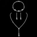 TREAZY Silver Color Simple Crystal Bridal Jewelry Sets Long Drop Necklace Earrings Bracelet Set for Women Wedding Jewelry Sets. 