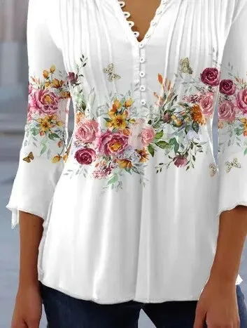 V-neck%20Printed%20Button%20Waist%20Cropped%20Top%20T-shirt%20Women%20Shirt%20Casual%20Loose%20Long-sleeved%20Shirt%20Elegant%20Printed%20Temperament%20Tops%20-%20Image%203