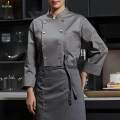 Chef Jacket Waiter Gray Wear Resistant Chef Coat for Kitchen XL.