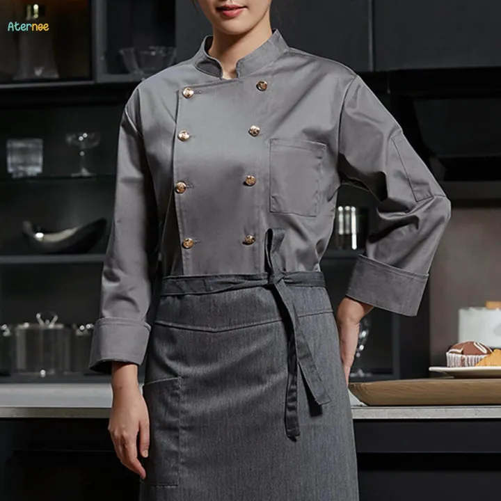 Chef%20Jacket%20Waiter%20Gray%20Wear%20Resistant%20Chef%20Coat%20for%20Kitchen%20XL%20-%20Image%203