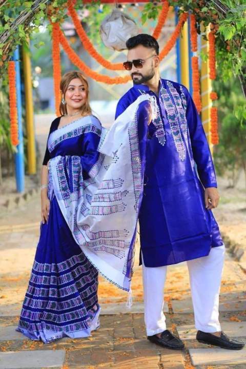 New Designer Block Printed Half Silk Share And Dhupiyan Panjabi For Man and Women
