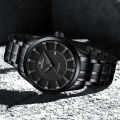 NAVIFORCE 8032 Alloy Quartz watches Stainless Steel strap with 30m water resistance wristwatch For Men Casual- Black.