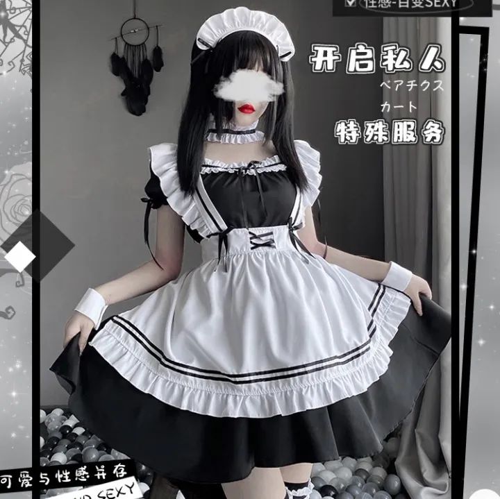 Maid%20Costume%20Set%20Anime%20Cosplay%20Lolita%20Japanese%20Maid%20Dress%20Outfit%20Cute%20Black%20Dress%20-%20Image%203