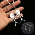 Funny Middle Finger Stickman Keychain Cute Trend Metal School Bag Car Key Pendant Couple New Trinket Gift Keyrings. 